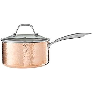 Premier Housewares Minerva Saucepan, Hammered Copper, Tri-Ply, Stainless Steel, Glass lid, 20cm Premier Housewares Minerva Saucepan, Hammered Copper, Tri-Ply, Stainless Steel, Glass lid, 20cm
