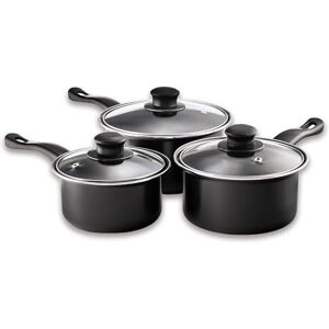 Pendeford Value Plus Saucepan Set 3PC Carbon Steel Non-Stick with Tempered Glass Lids 16cm 18cm 20cm Easy Clean, Lightweight, Dishwasher Safe Suitable for All Hob Types Except Induction Pendeford Value Plus Saucepan Set 3PC Carbon Steel Non-Stick with Tempered Glass Lids 16cm 18cm 20cm Easy Clean, Lightweight, Dishwasher Safe Suitable for All Hob Types Except Induction