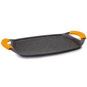 IBILI Basic Stone Griddle, 36 x 23 cm, Cast Aluminium, Stone-Style Non-Stick Coating, Suitable for Induction Hobs IBILI Basic Stone Griddle, 36 x 23 cm, Cast Aluminium, Stone-Style Non-Stick Coating, Suitable for Induction Hobs
