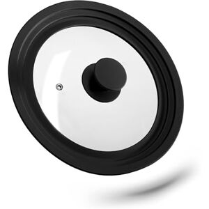 Relaxdays Universal pot lid, flexible glass lid with silicone rim & steam hole, pots & pans with Ø 20-24 cm, black 10027987_46, 5 x 25.5 x 25.5 cm Relaxdays Universal pot lid, flexible glass lid with silicone rim & steam hole, pots & pans with Ø 20-24 cm, black 10027987_46, 5 x 25.5 x 25.5 cm