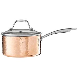 Premier Housewares Minerva Saucepan, Hammered Copper, Tri-Ply, Stainless Steel, Glass lid, 18cm Premier Housewares Minerva Saucepan, Hammered Copper, Tri-Ply, Stainless Steel, Glass lid, 18cm