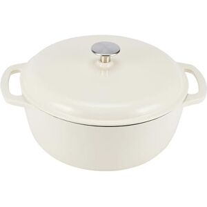 Amazon Basics Round Enameled Cast Iron Covered Dutch Oven - 5.7 L - White Amazon Basics Round Enameled Cast Iron Covered Dutch Oven - 5.7 L - White