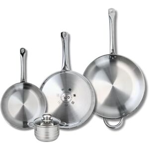 Fackelmann ELO 9884550 4-Piece Cookware Set of 3 Frying Pans 24, 28 and 32 cm and 1 Saucepan 12 cm Elo Profi Glossy Stainless Steel Induction Fackelmann ELO 9884550 4-Piece Cookware Set of 3 Frying Pans 24, 28 and 32 cm and 1 Saucepan 12 cm Elo Profi Glossy Stainless Steel Induction