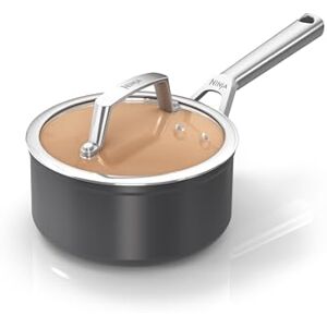 Ninja Extended Life 16cm Ceramic Saucepan with lid, Non-Stick (No PFAs, PFOAs, Lead or Cadmium), Induction Compatible, Stainless Steel Handle, Oven Safe to 285°C, Terracotta & Grey, CW90216UK Ninja Extended Life 16cm Ceramic Saucepan with lid, Non-Stick (No PFAs, PFOAs, Lead or Cadmium), Induction Compatible, Stainless Steel Handle, Oven Safe to 285°C, Terracotta & Grey, CW90216UK
