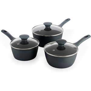 Salter Excellence 3-Piece Saucepan Set – Non-Stick Coating, Tempered Glass Lids, Forged Aluminium, Induction Suitable, Thermo Collar, Turns Red at Optimum Temperature, Heat-Resistant Exterior Salter Excellence 3-Piece Saucepan Set – Non-Stick Coating, Tempered Glass Lids, Forged Aluminium, Induction Suitable, Thermo Collar, Turns Red at Optimum Temperature, Heat-Resistant Exterior