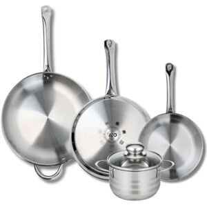 Fackelmann ELO 9884750 4-Piece Cookware Set of 3 Frying Pans 24, 28 and 32 cm and 1 Saucepan 16 cm Elo Profi Shiny Stainless Steel Induction Fackelmann ELO 9884750 4-Piece Cookware Set of 3 Frying Pans 24, 28 and 32 cm and 1 Saucepan 16 cm Elo Profi Shiny Stainless Steel Induction