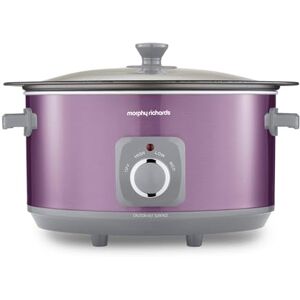 Morphy Richards Accents 6.5L Sear & Stew Slow Cooker, Shatter Resistant Non Stick Aluminium Pot, Single Pot Cooking, 3 Heat Settings, Hob Proof, Glass Lid, Easy Clean & View, Purple, 461024 Morphy Richards Accents 6.5L Sear & Stew Slow Cooker, Shatter Resistant Non Stick Aluminium Pot, Single Pot Cooking, 3 Heat Settings, Hob Proof, Glass Lid, Easy Clean & View, Purple, 461024
