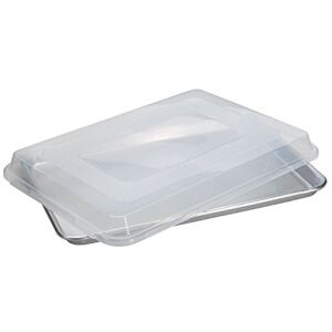 Nordic Ware Naturals Half Sheet with Lid, Aluminium Baking Sheet with Superior Heat Conductivity, Premium Bakeware Made in the USA, Silver Nordic Ware Naturals Half Sheet with Lid, Aluminium Baking Sheet with Superior Heat Conductivity, Premium Bakeware Made in the USA, Silver