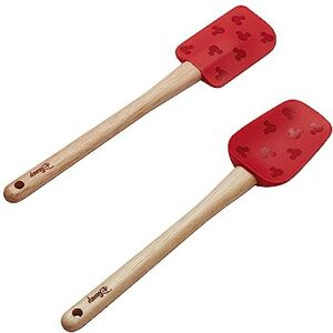 Prestige New Disney Bake with Mickey Mouse Silicone Spatula Set of 2 with Wooden Handles, Spoonula & Spatula for Non Stick Pans, 29cm, Red Prestige New Disney Bake with Mickey Mouse Silicone Spatula Set of 2 with Wooden Handles, Spoonula & Spatula for Non Stick Pans, 29cm, Red