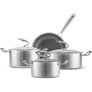 KARACA 5Ply PowerSteel 7-Piece 316+ Stainless Steel Induction Cookware Set, Silver KARACA 5Ply PowerSteel 7-Piece 316+ Stainless Steel Induction Cookware Set, Silver