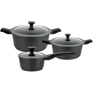 GSW 167772 Easy Click 6-Piece Saucepan Set, Aluminium, Plastic, Glass, Silicone, Black GSW 167772 Easy Click 6-Piece Saucepan Set, Aluminium, Plastic, Glass, Silicone, Black
