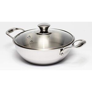 Zinel 5032 Tri-Ply Wok with Glass Lid, 2.2L-22cm, Stainless Steel, Silver Zinel 5032 Tri-Ply Wok with Glass Lid, 2.2L-22cm, Stainless Steel, Silver