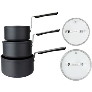 Commichef 3-Piece Cookware Set in Anodised Aluminium with Non-Stick Coating, Includes 14cm Milk Pan, 16cm Saucepan with lid & 18cm Saucepan with lid, Stackable Design Commichef 3-Piece Cookware Set in Anodised Aluminium with Non-Stick Coating, Includes 14cm Milk Pan, 16cm Saucepan with lid & 18cm Saucepan with lid, Stackable Design