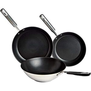 Amazon Basics Stainless Steel Non-Stick Frying Wok Set - 3 Pcs Amazon Basics Stainless Steel Non-Stick Frying Wok Set - 3 Pcs
