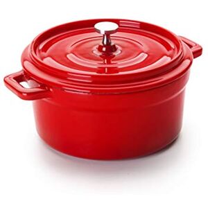 IBILI Round Mini-Cocotte, Red, 13 x 8 cm, Cast Iron, Suitable for Induction Hobs IBILI Round Mini-Cocotte, Red, 13 x 8 cm, Cast Iron, Suitable for Induction Hobs