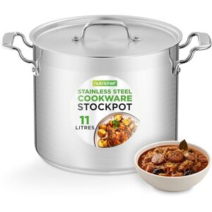 NutriChef Stainless Steel Stockpot 10L - Induction Compatible Large Soup Pot NutriChef Stainless Steel Stockpot 10L - Induction Compatible Large Soup Pot