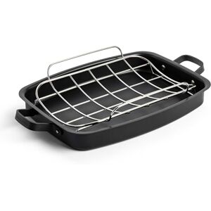 Merten & Storck Pre-Seasoned Carbon Steel Induction 47x27x6 cm Roasting Pan with Stainless Steel Removable Roaster Rack, Oven Safe Up to 300°C, Black Merten & Storck Pre-Seasoned Carbon Steel Induction 47x27x6 cm Roasting Pan with Stainless Steel Removable Roaster Rack, Oven Safe Up to 300°C, Black