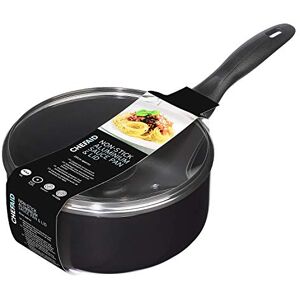 Chef Aid Sauce Pan, 20 cm Aluminium Pan with Glass Lid and Stay Cool Handle, Built in Ventilation Steam Vent, for Use On Electric and Ceramic Hobs, Black Chef Aid Sauce Pan, 20 cm Aluminium Pan with Glass Lid and Stay Cool Handle, Built in Ventilation Steam Vent, for Use On Electric and Ceramic Hobs, Black
