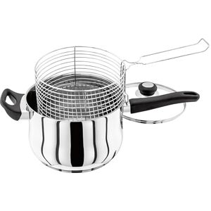 Judge Vista Stainless Steel Chip Pan Fryer with Basket and Helper Handle 22cm, Shatterproof Vented Glass Lid, Induction Ready, Oven Safe Judge Vista Stainless Steel Chip Pan Fryer with Basket and Helper Handle 22cm, Shatterproof Vented Glass Lid, Induction Ready, Oven Safe