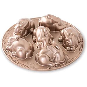 Nordic Ware Baby Bunny Cakelet Pan, Cast Aluminium Cake Tin, Non-Stick Pan , Colour: Toffee, 2.1 Nordic Ware Baby Bunny Cakelet Pan, Cast Aluminium Cake Tin, Non-Stick Pan , Colour: Toffee, 2.1