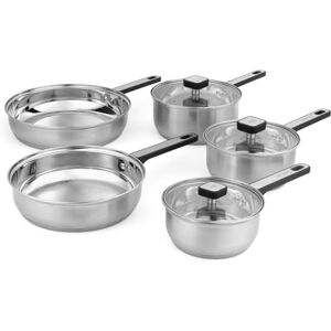 Salter Expert 5-Piece Stainless Steel Pan Set Heat-Resistant Cool Touch Handles, PFAS-Free, Tempered Glass Lids with Steam Vent, Induction Safe, 24/28cm Frying Pans, 16/18/20cm Saucepans with Lids Salter Expert 5-Piece Stainless Steel Pan Set Heat-Resistant Cool Touch Handles, PFAS-Free, Tempered Glass Lids with Steam Vent, Induction Safe, 24/28cm Frying Pans, 16/18/20cm Saucepans with Lids