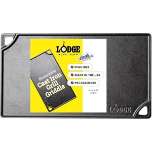 Lodge Pre-Seasoned Cast Iron 2-in-1 Double-Sided Reversible Grill Pan/Griddle Plate for Indoor and Outdoor Use. Flat and Ridged. Induction, Oven, Grill and Metal Utensil Safe. Made in The USA Lodge Pre-Seasoned Cast Iron 2-in-1 Double-Sided Reversible Grill Pan/Griddle Plate for Indoor and Outdoor Use. Flat and Ridged. Induction, Oven, Grill and Metal Utensil Safe. Made in The USA