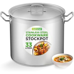 Nutrichef Stainless Steel Stock Pot with Lid, 33.1L Big Stockpots for Stew, Soup, Pasta, Meat- Induction Ready, Large Cooking Pot with Ergonomic Handles Nutrichef Stainless Steel Stock Pot with Lid, 33.1L Big Stockpots for Stew, Soup, Pasta, Meat- Induction Ready, Large Cooking Pot with Ergonomic Handles