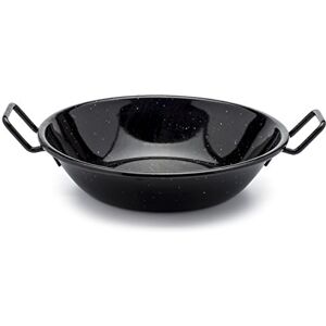Zinel 4504 Pan Kadai/Wok with Handles, Enamel, Black/White Dots, 26cm Zinel 4504 Pan Kadai/Wok with Handles, Enamel, Black/White Dots, 26cm
