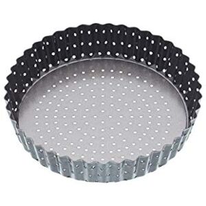 MasterClass Crusty Bake 18 cm Perforated Quiche Tin with PFOA Non Stick and Loose Bottom, Fluted, Robust 1 mm Carbon Steel, Grey MasterClass Crusty Bake 18 cm Perforated Quiche Tin with PFOA Non Stick and Loose Bottom, Fluted, Robust 1 mm Carbon Steel, Grey