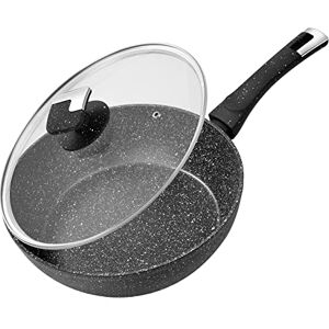 Rainberg 26cm Deep Frying Pan with Lid, Granite Frying Pan Nonstick, Nonstick Frying Pans with Lid, Induction Compatible (Black Deep FryPan, 26cm) Rainberg 26cm Deep Frying Pan with Lid, Granite Frying Pan Nonstick, Nonstick Frying Pans with Lid, Induction Compatible (Black Deep FryPan, 26cm)
