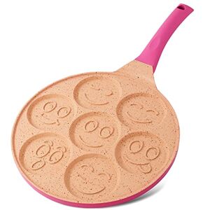 joeji's Kitchen 7 Hole Pancake Pan 26cm Smiley Faces Mold Non Stick and Induction Suitable Lightweight Cast Aluminium Mini Pancakes Fun Activity for Kids Breakfast Pink joeji's Kitchen 7 Hole Pancake Pan 26cm Smiley Faces Mold Non Stick and Induction Suitable Lightweight Cast Aluminium Mini Pancakes Fun Activity for Kids Breakfast Pink