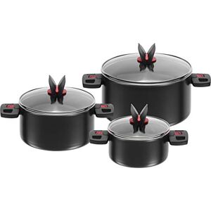 BALLARINI Pot Set, 3-Piece, incl. 3 glass lids, non-stick coating, aluminum / plastic handles, Click & Cook, Black BALLARINI Pot Set, 3-Piece, incl. 3 glass lids, non-stick coating, aluminum / plastic handles, Click & Cook, Black
