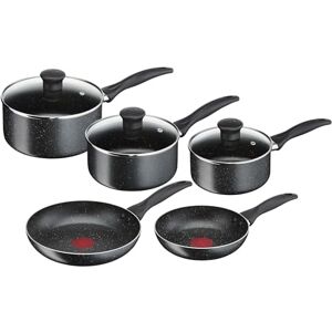 Tefal Origins Stone 5 Piece, Non-Stick, Pots & Pan Set, All Hobs Compatible Except Induction, (16/18/20CM Saucepans with Glass lids, 20/24CM Frying Pans) Tefal Origins Stone 5 Piece, Non-Stick, Pots & Pan Set, All Hobs Compatible Except Induction, (16/18/20CM Saucepans with Glass lids, 20/24CM Frying Pans)