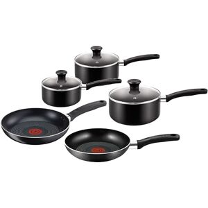 Tefal Essential 5-Piece Non-Stick Cookware Set: 3 Saucepans (16/18/20CM) with Lids, 2 Frying Pans (20/24CM), Compatible with All Hobs Except Induction Black B472S545 Tefal Essential 5-Piece Non-Stick Cookware Set: 3 Saucepans (16/18/20CM) with Lids, 2 Frying Pans (20/24CM), Compatible with All Hobs Except Induction Black B472S545