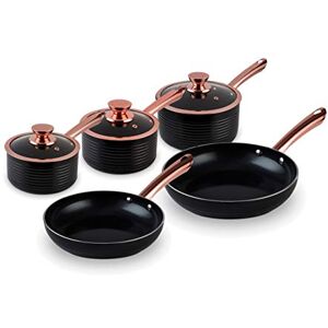 Tower T800140R Frying Pan and Saucepan Set, Linear Collection with Easy Clean Non-Stick Ceramic Coating, Aluminium, Black and Rose Gold Tower T800140R Frying Pan and Saucepan Set, Linear Collection with Easy Clean Non-Stick Ceramic Coating, Aluminium, Black and Rose Gold