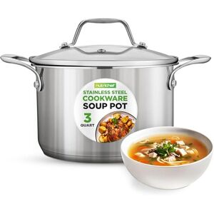 Nutrichef 3-Quart Stainless Steel Soup Pot 18/8 Food Grade Heavy Duty Cookware, Stock Pot, Stew Pot, Simmering Pot Kitchenware w/See Through Lid, Dishwasher Safe, for Induction Gas Ceramic Cooktops Nutrichef 3-Quart Stainless Steel Soup Pot 18/8 Food Grade Heavy Duty Cookware, Stock Pot, Stew Pot, Simmering Pot Kitchenware w/See Through Lid, Dishwasher Safe, for Induction Gas Ceramic Cooktops