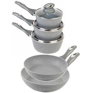 Salter COMBO-6440 Pot and Pan Set, 5 Piece with 16/18/20cm Saucepans, 20/24cm Frying Pans, Non-Stick, Induction Suitable, Cooking Pots with Lids, Forged Aluminium, Marblestone Collection, Grey Salter COMBO-6440 Pot and Pan Set, 5 Piece with 16/18/20cm Saucepans, 20/24cm Frying Pans, Non-Stick, Induction Suitable, Cooking Pots with Lids, Forged Aluminium, Marblestone Collection, Grey