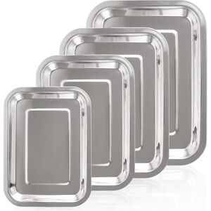 ASelected Baking Tray Set of 4,Essentials Stainless Steel Oven Tray Sets,Baking Tray and Roasting Tray Set,4 Different Sizes Baking Pans Tray for Baking Cooking,Dishwasher Safe and Easy Clean ASelected Baking Tray Set of 4,Essentials Stainless Steel Oven Tray Sets,Baking Tray and Roasting Tray Set,4 Different Sizes Baking Pans Tray for Baking Cooking,Dishwasher Safe and Easy Clean