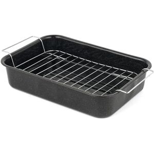 Salter Vitreous Enamel 34cm Roaster & Rack Large Roasting Tin, Oven Baking Dish, Roast Chicken Tray, Meat/Vegetables, Dishwasher Safe, Deep Rectangular Oven Tray with Stainless Steel Rack, Black Salter Vitreous Enamel 34cm Roaster & Rack Large Roasting Tin, Oven Baking Dish, Roast Chicken Tray, Meat/Vegetables, Dishwasher Safe, Deep Rectangular Oven Tray with Stainless Steel Rack, Black