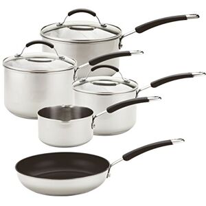 Meyer Stainless Steel Induction Hob Pan Set with Non Stick Frying Pan 5 Piece Stainless Steel Pan Set, Oven & Dishwasher Safe Meyer Stainless Steel Induction Hob Pan Set with Non Stick Frying Pan 5 Piece Stainless Steel Pan Set, Oven & Dishwasher Safe
