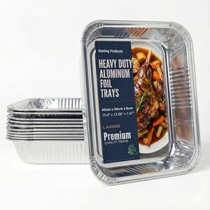 STERLING PRODUCTS Sterling X-Large Aluminium Foil Roasting Trays 40cm Strong Catering Pans for Turkey, Beef, BBQ & Large Roasts Pack of 3, Silver STERLING PRODUCTS Sterling X-Large Aluminium Foil Roasting Trays 40cm Strong Catering Pans for Turkey, Beef, BBQ & Large Roasts Pack of 3, Silver