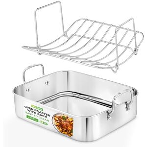 NutriChef Stainless Steel Roasting Pan - Deep Turkey and Chicken Roaster - Thanksgiving Essential NutriChef Stainless Steel Roasting Pan - Deep Turkey and Chicken Roaster - Thanksgiving Essential