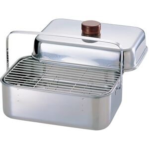 Snow Peak Compact Smoker, Silver, two-tier compact and portable BBQ smoker for fire and outdoor cooking Snow Peak Compact Smoker, Silver, two-tier compact and portable BBQ smoker for fire and outdoor cooking