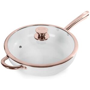 Tower Linear Saute Multi-Pan 28cm with Lid - Non-Stick Aluminium - White/Rose Gold Tower Linear Saute Multi-Pan 28cm with Lid - Non-Stick Aluminium - White/Rose Gold