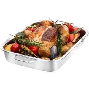 Pendeford Housewares Stainless Steel Roasting Pan with Raised Bottom – 40cm Extra-Large Roaster & Baking Tray, Oven Safe, Reinforced Rim, 6.5cm Deep – Perfect for Large Meats & Vegetables, Dishwasher Saf Pendeford Housewares Stainless Steel Roasting Pan with Raised Bottom – 40cm Extra-Large Roaster & Baking Tray, Oven Safe, Reinforced Rim, 6.5cm Deep – Perfect for Large Meats & Vegetables, Dishwasher Saf