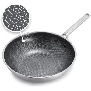 Greenpan Hybrid Stainless Steel Wok with Non-Stick Coating, 28 cm, APEX Tri-Ply Thermobond PFAS-Free Ceramic Pan, Induction Safe, Oven Safe up to 220°C, Dishwasher Safe, Silver Greenpan Hybrid Stainless Steel Wok with Non-Stick Coating, 28 cm, APEX Tri-Ply Thermobond PFAS-Free Ceramic Pan, Induction Safe, Oven Safe up to 220°C, Dishwasher Safe, Silver
