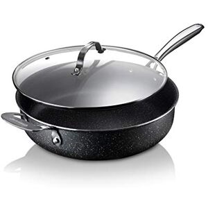 Granitestone Nonstick Sauté Pan with Lid – 5.5 Quart Multipurpose Jumbo Cooker Fry Pan with Glass Lid, Stay Cool Handle + Helper Handle, Oven, Stovetop and Dishwasher Safe, 100% PFOA Free, Black Granitestone Nonstick Sauté Pan with Lid – 5.5 Quart Multipurpose Jumbo Cooker Fry Pan with Glass Lid, Stay Cool Handle + Helper Handle, Oven, Stovetop and Dishwasher Safe, 100% PFOA Free, Black