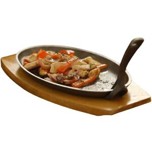 Premier Housewares Sizzler Dish on Wooden Tray Cast Iron Premier Housewares Sizzler Dish on Wooden Tray Cast Iron