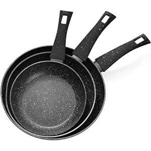 Rainberg 3PK Frying Pan Set Includes 20cm, 24cm & 28cm Granite Frying Pans with Nonstick Coating. They are Anti-Scratch, Nonstick, Stone Frying Pan and Induction Compatible. Rainberg 3PK Frying Pan Set Includes 20cm, 24cm & 28cm Granite Frying Pans with Nonstick Coating. They are Anti-Scratch, Nonstick, Stone Frying Pan and Induction Compatible.
