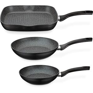 GSW Gourmet Granite 209359 Pan Set 3 Pieces Aluminium Plastic Black GSW Gourmet Granite 209359 Pan Set 3 Pieces Aluminium Plastic Black